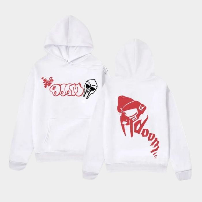 Beige MF DOOM Hoodie w White Graffiti Beige MF DOOM Hoodie w White Graffiti