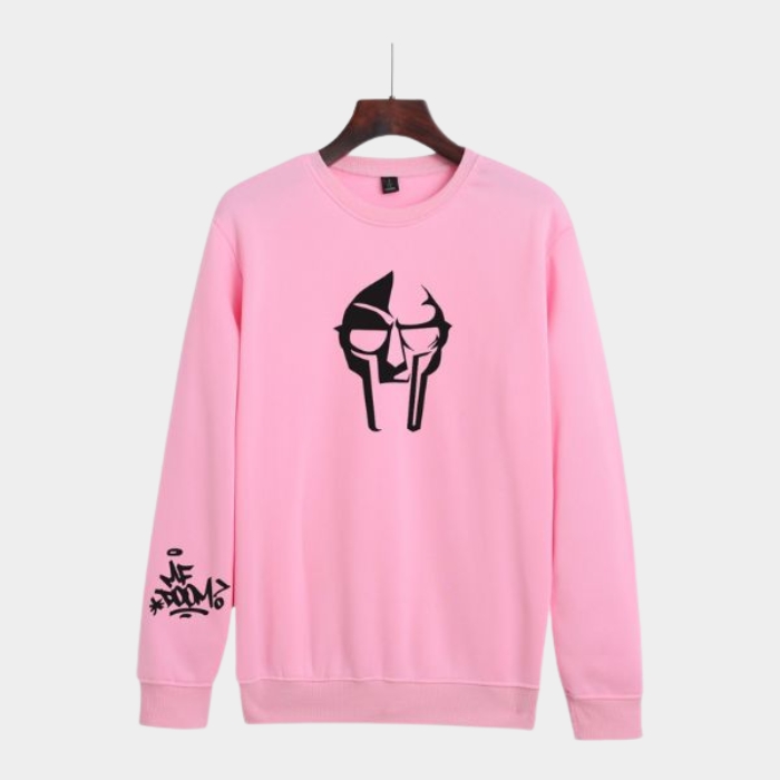 MF Doom Printed Long Sleeve Pink Sweatshirt MF Doom Printed Long Sleeve Pink Sweatshirt